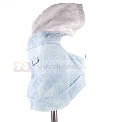 कपास डेनिम पिल्ला हूडि ब्लू विंटेज धुले कपड़े XS-XL