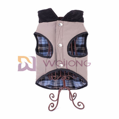 अपस्केल 100% कॉटन कैनवस डॉग जैकेट प्लेड ट्रू सिल्वर बटन पॉकेट XS SML XL