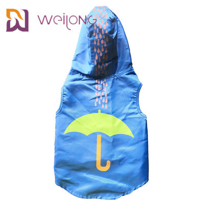 वेल्क्रो ओपनिंग रबर प्रिंट वाटरप्रूफ पेट रेनकोट ब्लू XS-XL